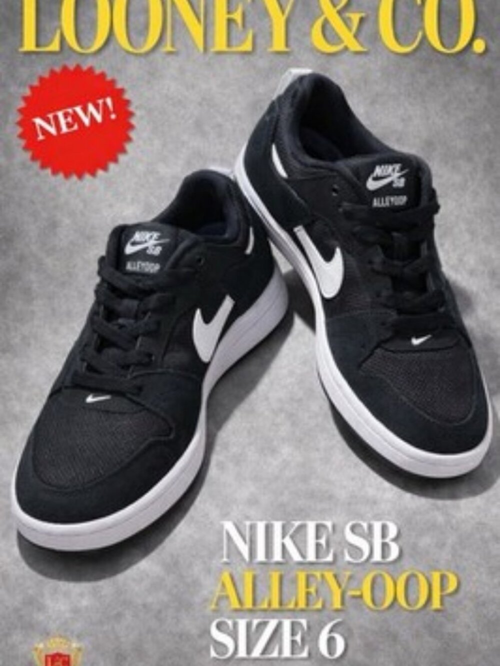 Nike SB Alleyoop Black White Skate Shoes Sneakers Size 6 Men’s New